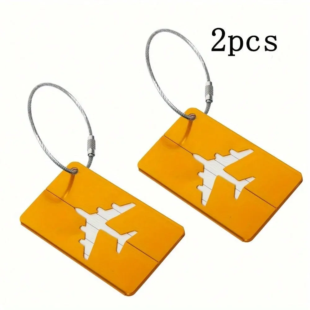 étiquette de bagage en aluminium étanche, motif avion minimaliste avec anneau en acier inoxydable, porte-passe d'embarquement, porte-carte d'identité de voyage