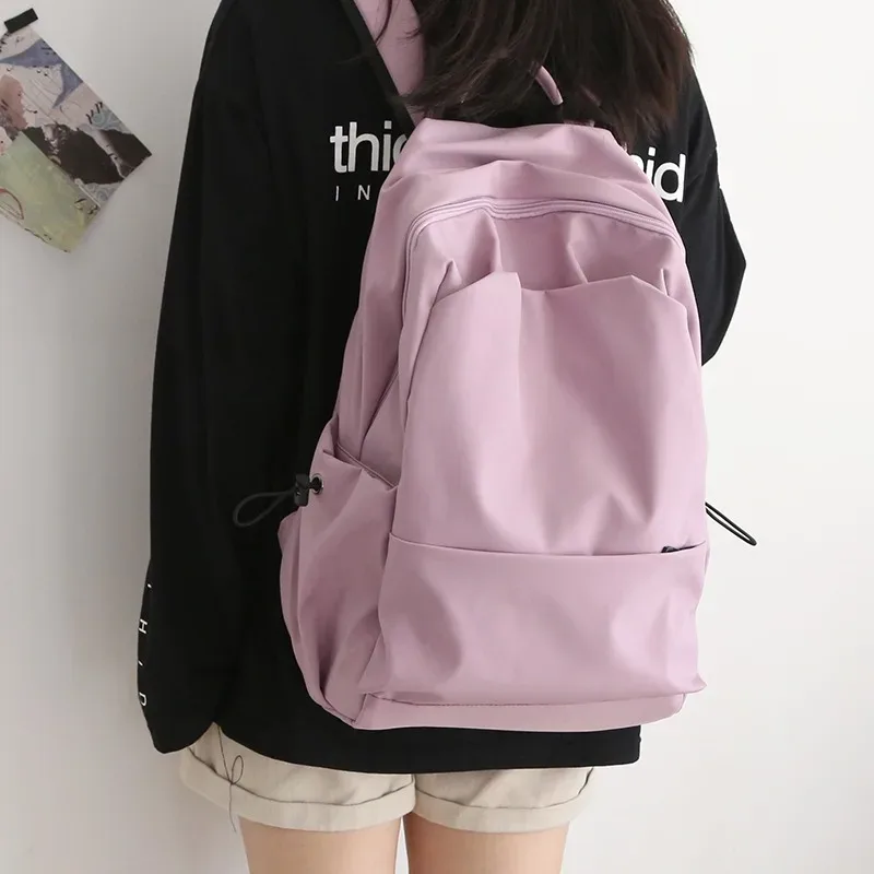 sac à bandoulière imperméable de grande capacité, couleur unie, en nylon, cent avec cartable pour étudiantes, sacs à dos de voyage