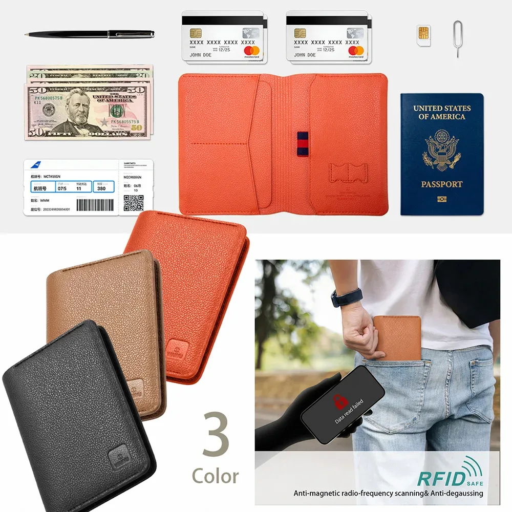 portefeuille wiwu master passport rfid anti-contrefaçon en cuir pu, pochette de rangement douce pour la peau, sac de transport