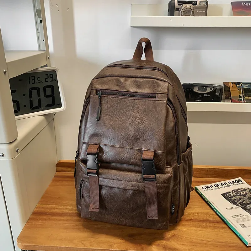sac à dos de mode 2026 pour hommes, sac à dos de luxe en cuir pour hommes, grande capacité, imperméable, pour voyage, décontracté, sacoche d'ordinateur portable professionnelle