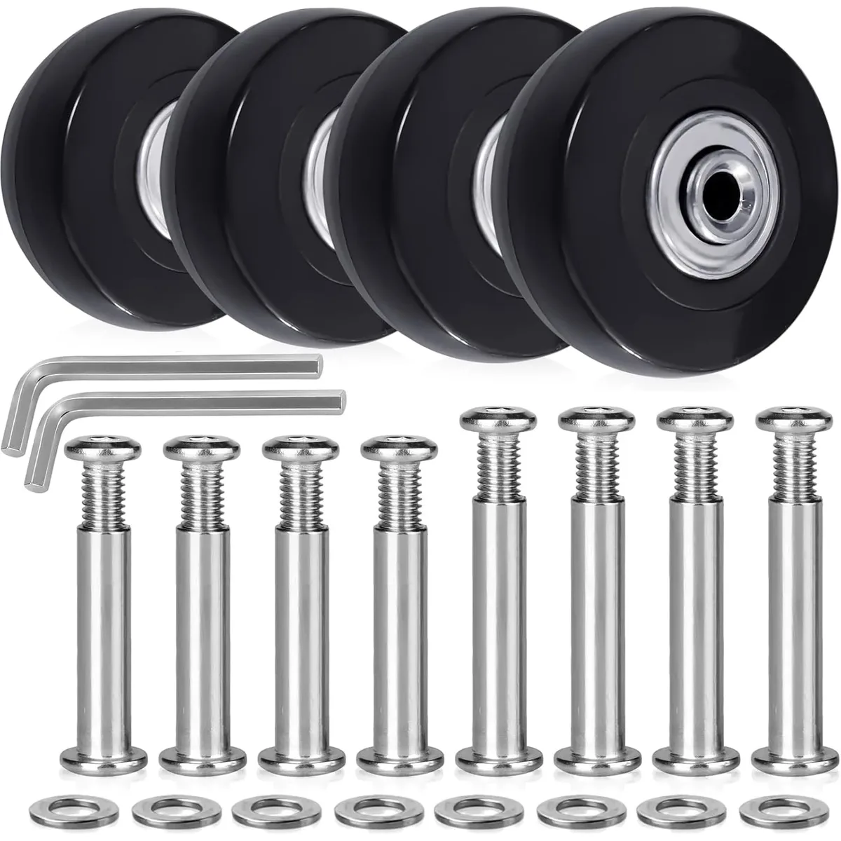 Roues de remplacement de valise à bagages, Kits de réparation de roulements de roulettes en PU 50x18mm, roues de remplacement d'étagère pour bagages 4/2 pièces