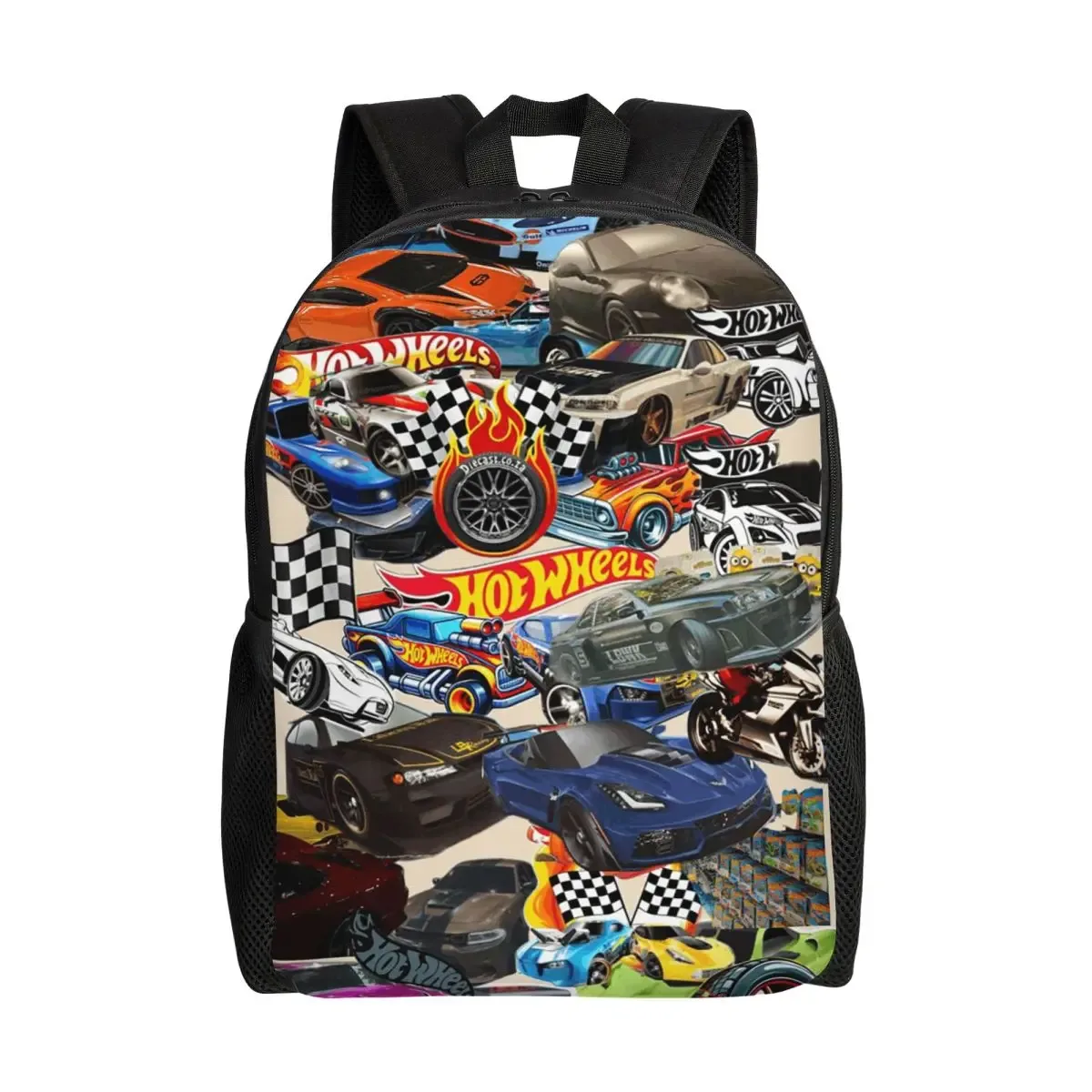 sac à dos hot wheels race pour étudiants, garçons et filles, sac d'école, sac à bandoulière pour ordinateur