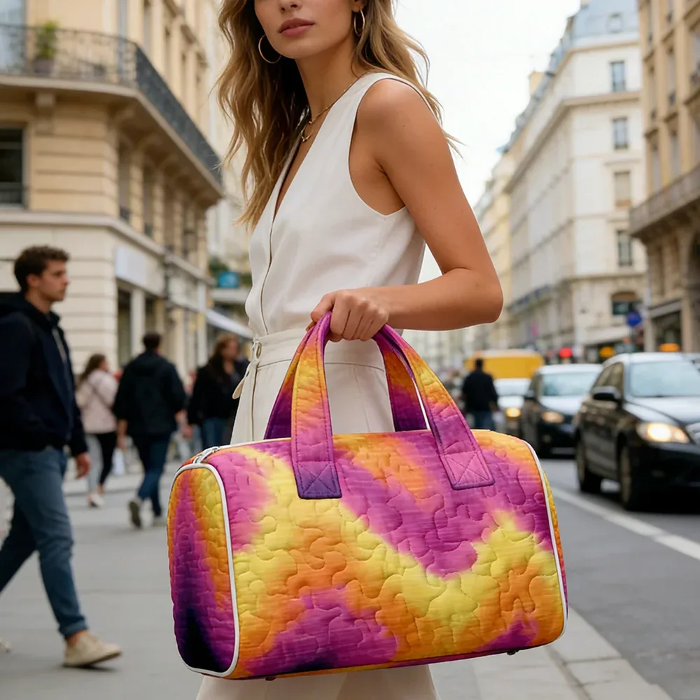 sac fourre-tout matelassé tendance pour femme, imprimé tie-dye aquarelle, sac à bandoulière bohème chic pour l
