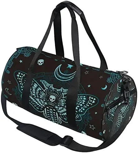 sacs de sport black skull moth pour hommes et femmes, crânes magiques, sac de sport, bagages de voyage, sacs de nuit