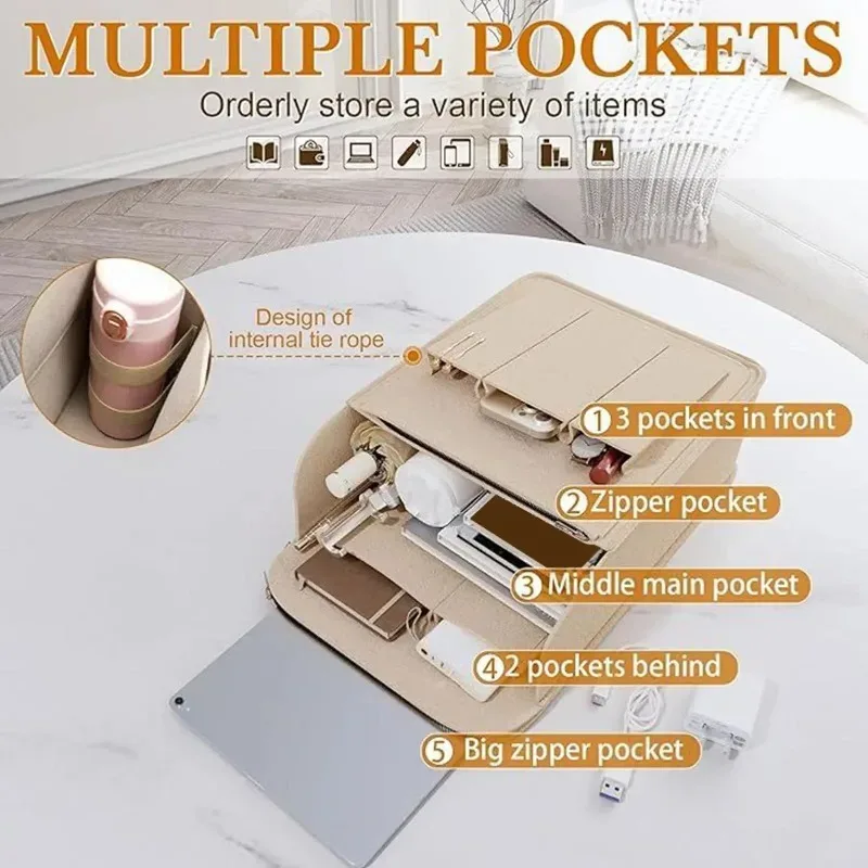sac d'insertion pour sac à dos en feutre, organisateur structuré multi-compartiments grande capacité