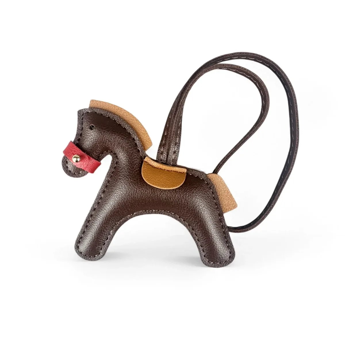 porte-clés en cuir pu fait main en forme de poney - adorable cheval avec museau détachable, décoration mignonne pour sac à dos, cadeau unique