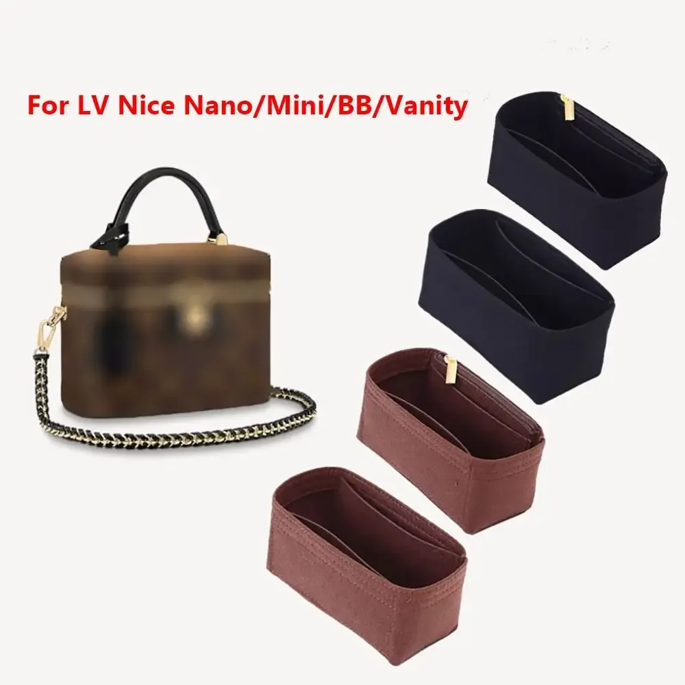 organisateur de sac à main en feutre, support de sac, doublure de sac, rangement portable, sac interne pour lv nice nano/mini/bb/vanity
