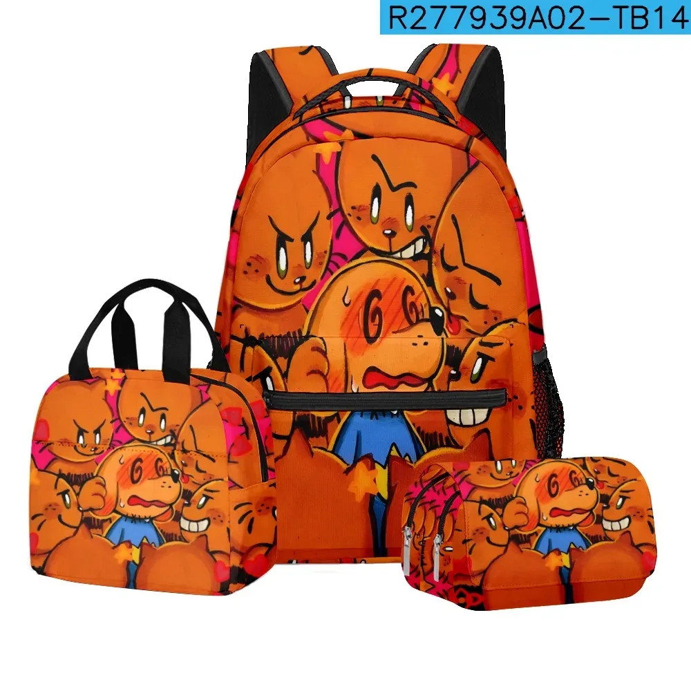 luxe populaire nouveauté dessin animé chien homme 3d imprimé 3 pièces/ensemble étudiant sacs d'école voyage cahier sac à dos sac à déjeuner porte-crayon