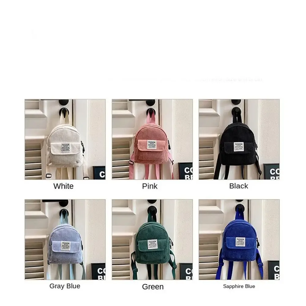 sac à dos en velours côtelé pour téléphone portable pour femme, sac à main de style coréen, mini sacs initiés, sac à dos solide, sacs d'école pour document