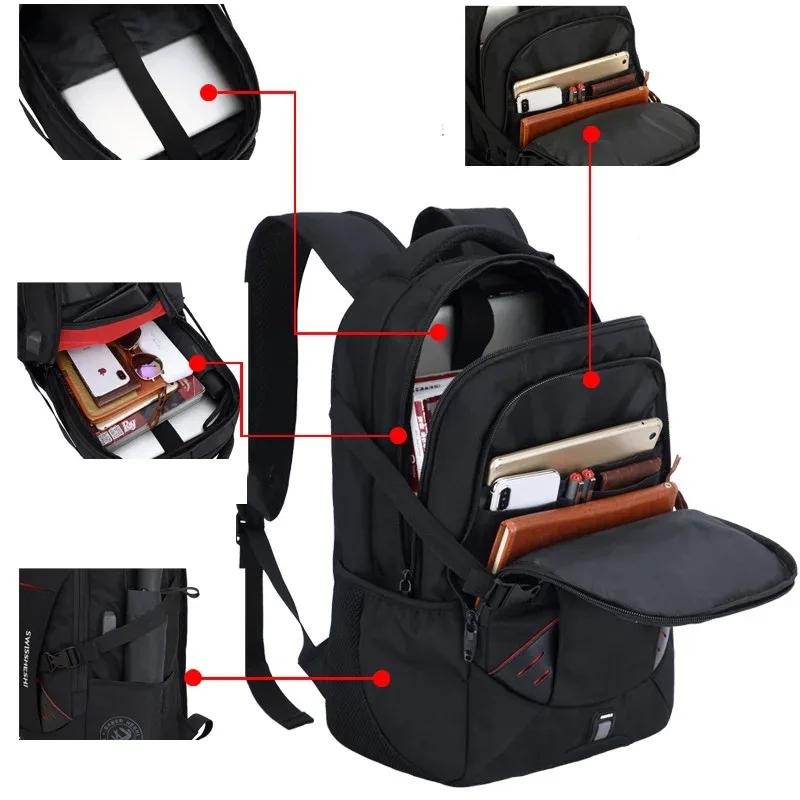 sac à dos multifonction pour hommes, chargement usb, mode, affaires, voyage, antivol, étanche, pour ordinateur portable de 17 pouces, sac d'école