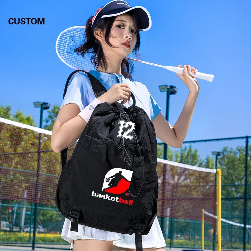 sac à dos de sport extérieur à cordon de serrage avec logo personnalisé, grande capacité, sac de badminton, personnalisation personnalisée, sac à dos en nylon imperméable