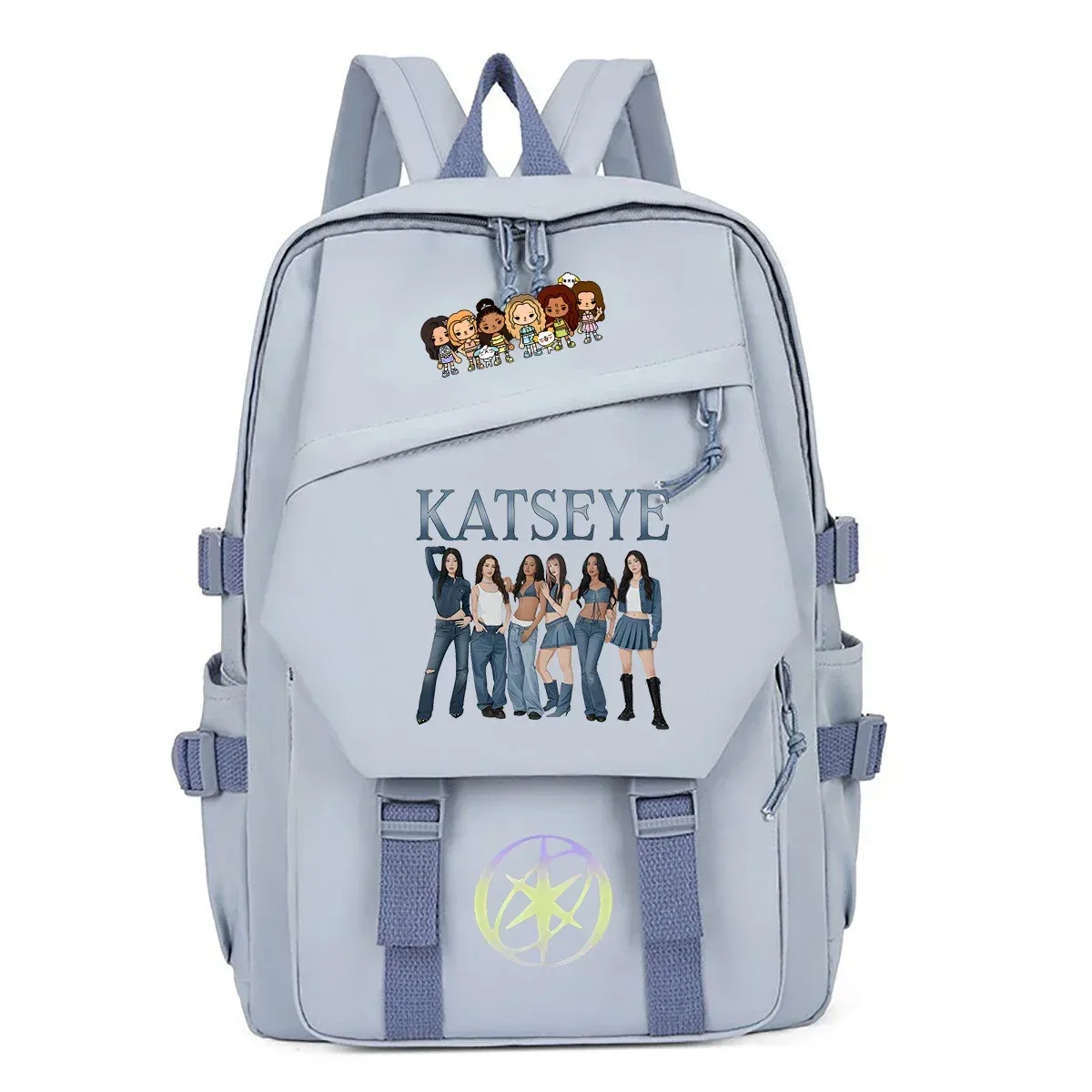 sac à dos katseye multi-poches pour hommes et femmes, sac à dos de voyage décontracté, sac d'école kpop pour adolescentes