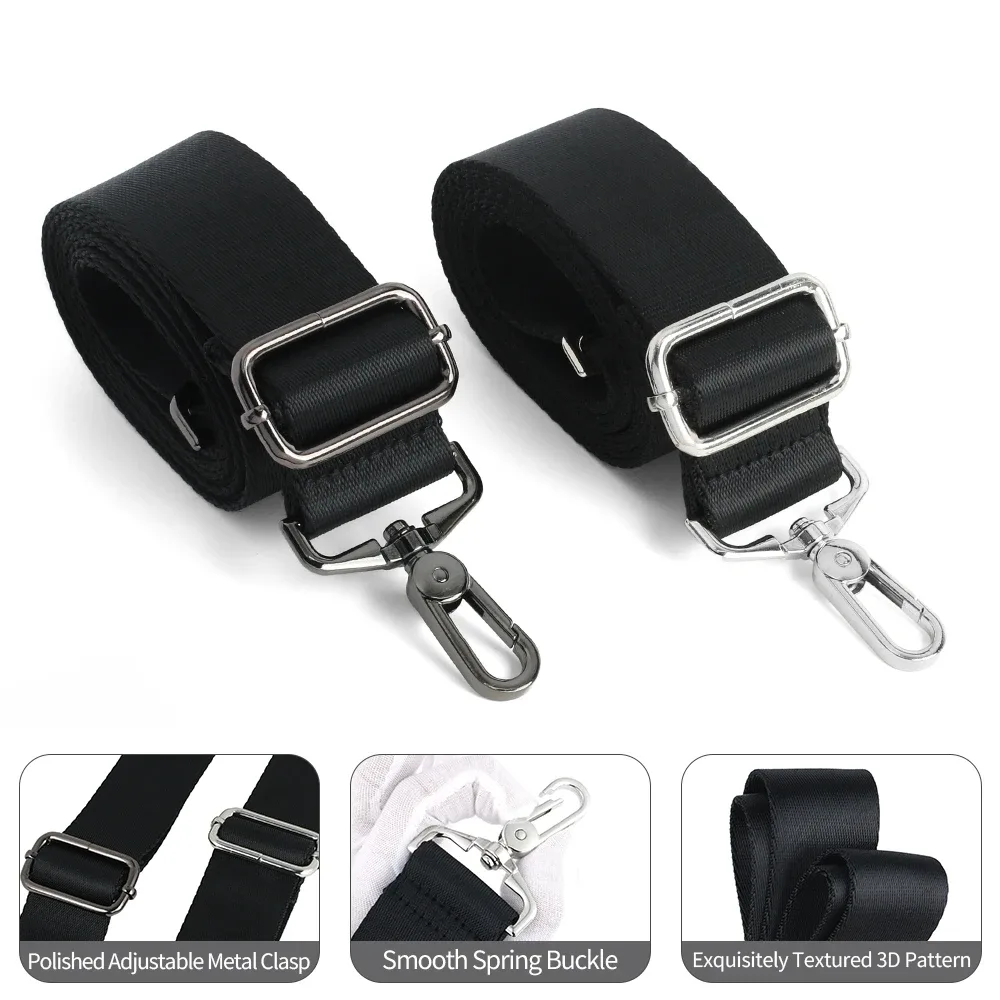 sangle de sac à bandoulière en nylon pour porte-documents pour hommes, sangle de remplacement réglable, accessoires de sac noir pour femmes
