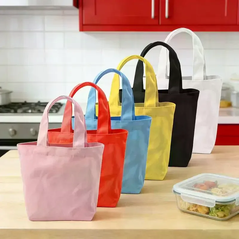 sac fourre-tout coréen en toile, simple, couleur unie, sacs de shopping, petits sacs pour le shopping quotidien, voyage, sac à main pliable, pochette de transport