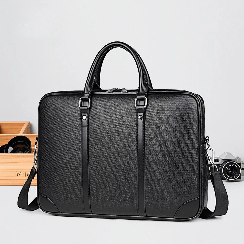 nouvelle mode de luxe en cuir pu affaires hommes porte-documents hommes messager sac à main ordinateur portable concepteur mâle épaule