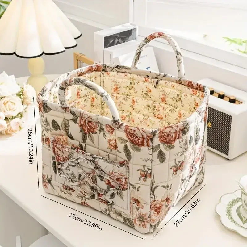 panier de rangement à motifs floraux pour femmes, paniers à linge doux en tissu de grande capacité avec poignées faciles à transporter, sac fourre-tout de voyage