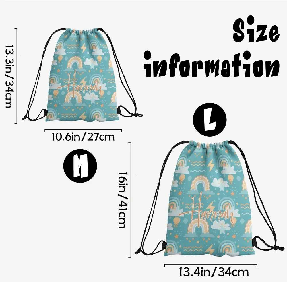 sac à dos à cordon personnalisé avec motif nuage arc-en-ciel, sac de sport pliable pour enfants, idéal pour l'école, le sport, les fêtes d'anniversaire ou comme cadeau