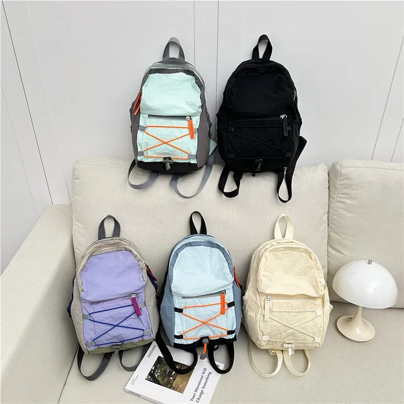 sac à dos décontracté à cordon de serrage, unisexe, léger, pour voyage, sport de plein air, style japonais, mini sac à dos tendance
