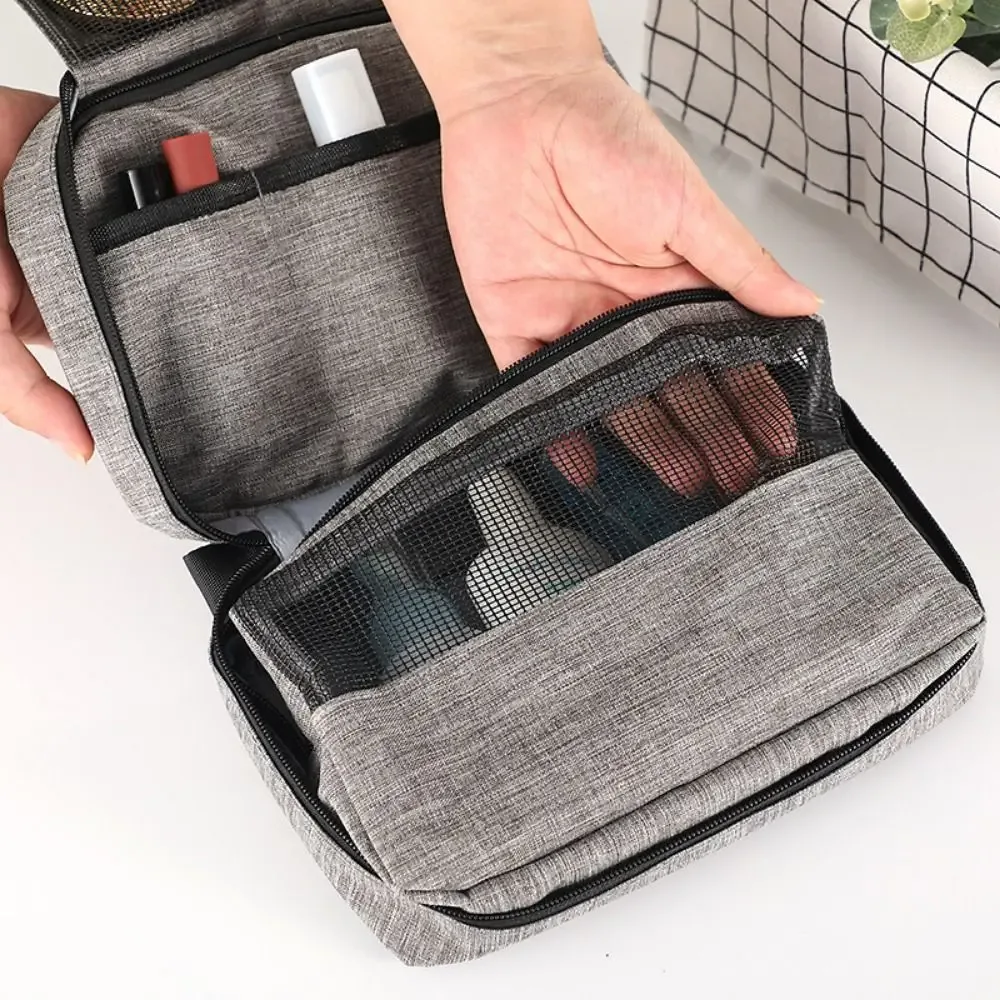 trousse de toilette pour homme en tissu oxford, résistante à l'eau, à suspendre, avec plusieurs compartiments et poignée robuste