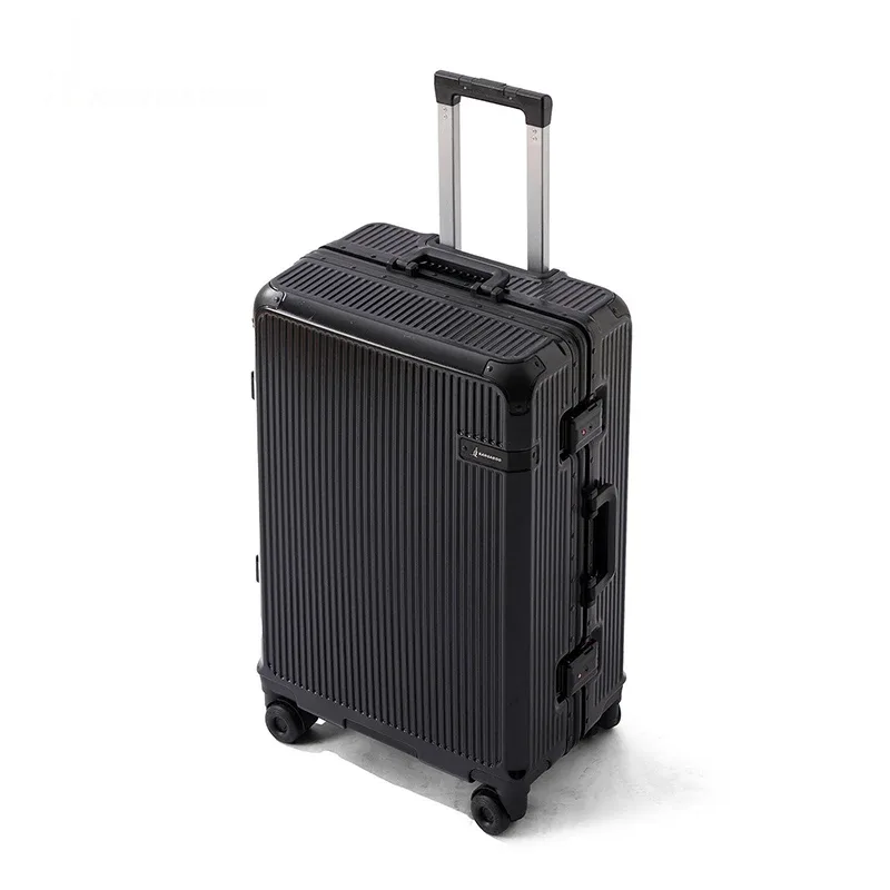 valise à cadre en aluminium avec serrure à combinaison, unisexe, portable, 20 pouces, bagage à main pour étudiant, 28 pouces, avec roues silencieuses