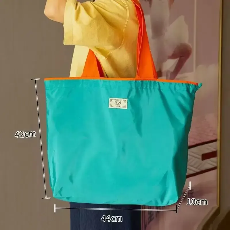 sac de shopping à cordon de serrage de grande capacité, nouveau style, sac de shopping pliable écologique, sac fourre-tout portable à bandoulière