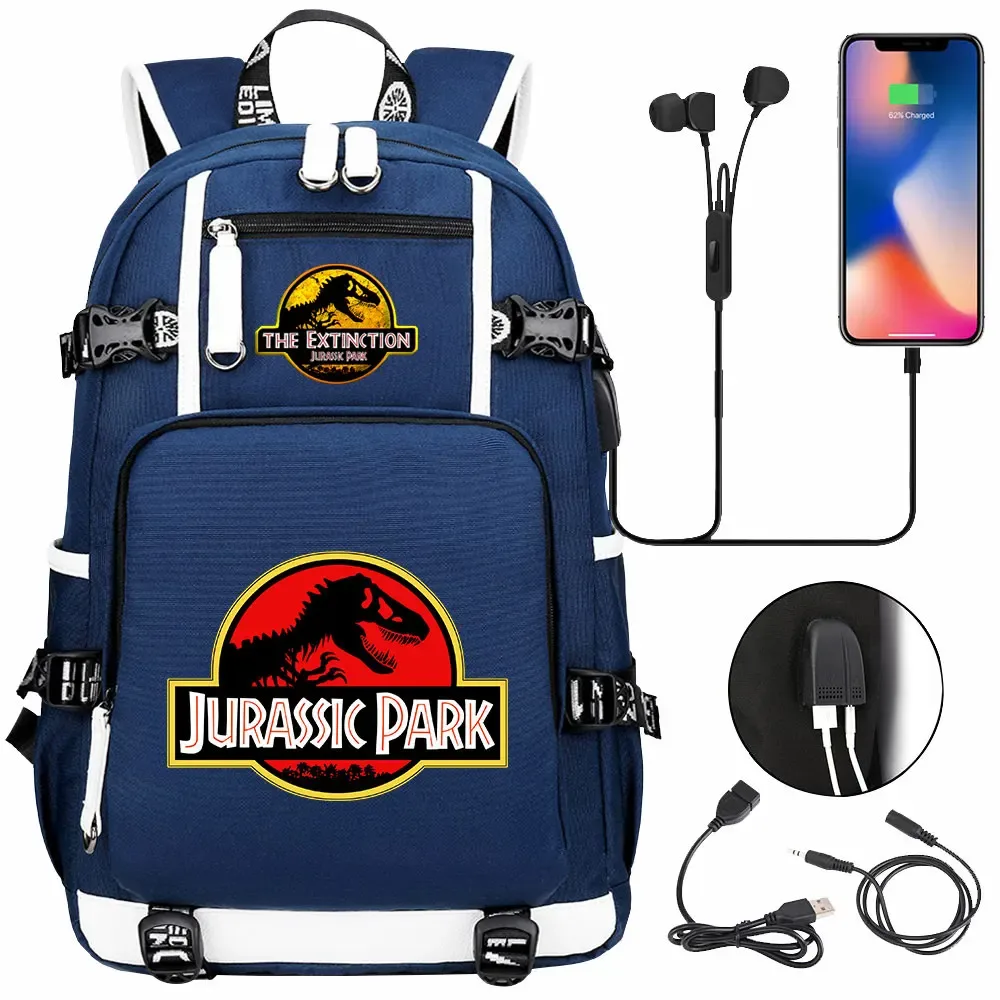 jurassic park world dinosaure sac à dos usb grande capacité étudiant mochila femmes hommes ordinateur portable garçon fille enfants retour à l'école livre sacs