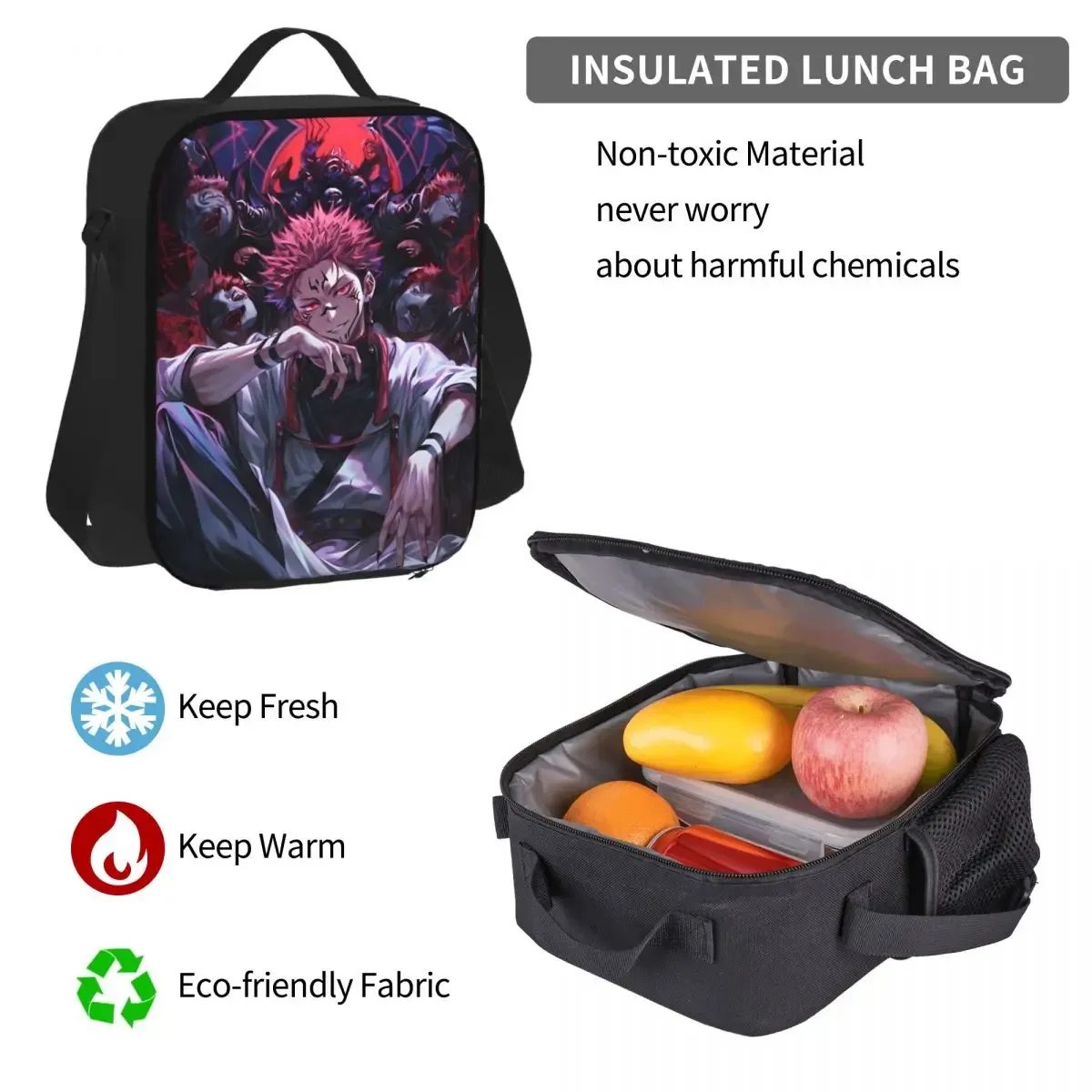 3pecs/ensemble ryomen sukuna sac à dos pour étudiant retour à l'école jujutsus kaisens anime lycée sac en toile sac à déjeuner trousse à crayons
