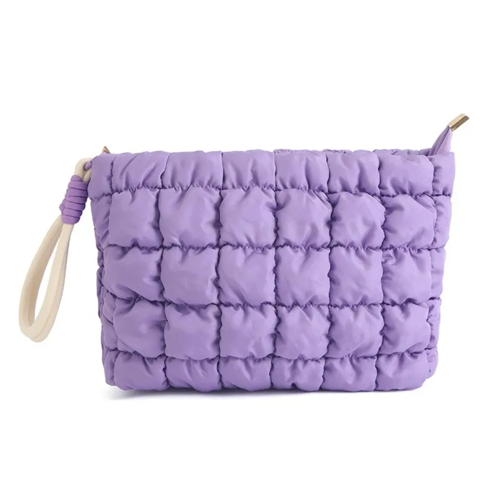 pochette de maquillage mignonne de style coréen, couleur unie, grande capacité, sac à main nuage avec fermeture éclair, sac cosmétique doux pour femmes et filles