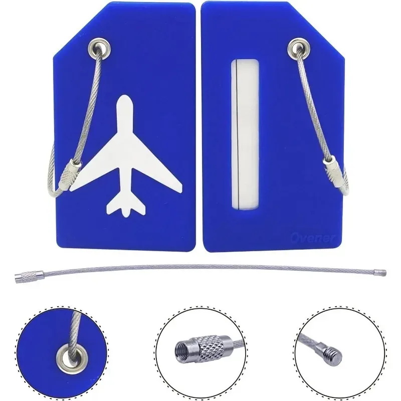 étiquette de bagage en silicone avec boucle en acier inoxydable, approuvée par la tsa, protection de la vie privée, étiquette de sac de voyage pour valises
