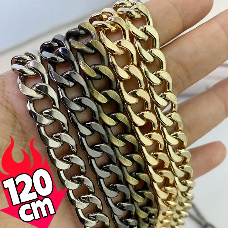 Chaîne de sac en métal et aluminium de 120cm, pièces de rechange, accessoires pour sac à main à bandoulière tissé à la main, bricolage, sangles détachables faites à la main