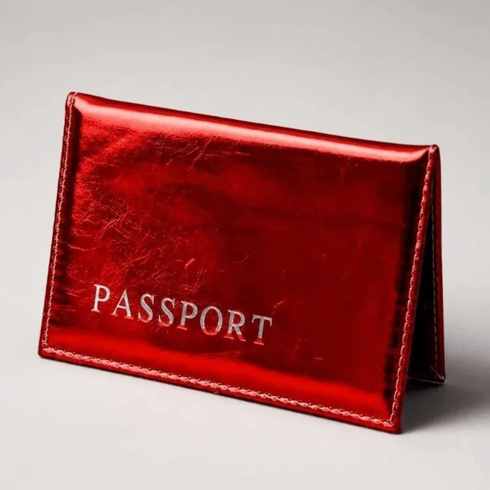 porte-passeport en cuir pu tendance, brillant, imperméable, multifonctionnel, portable, pour les voyages