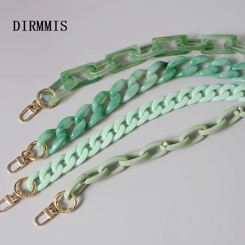nouvelle chaîne de sac à main femme tendance, accessoire mignon en résine acrylique verte, sangle de luxe pour sac à bandoulière et pochette femme