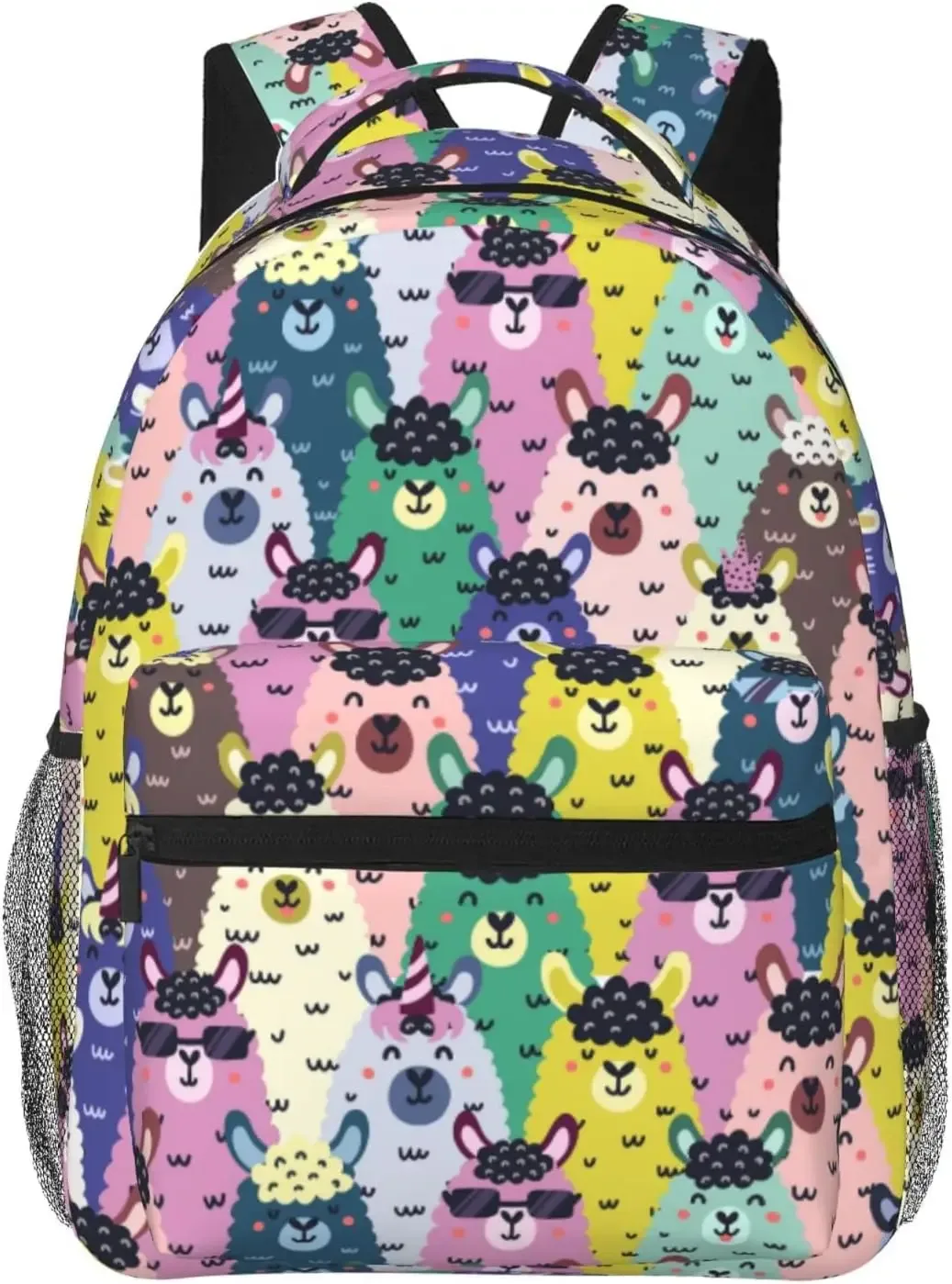 boehiop-sac à dos léger pour ordinateur portable pour femmes et hommes, sac à livres universitaire, sac à dos décontracté, sac de voyage mignon, alpaga, lama et fruits
