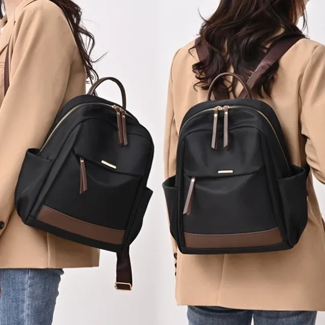 sac à dos antivol en nylon pour femmes, grande capacité, sac à dos de voyage léger, sac à bandoulière multi-poches pour l'école et les déplacements