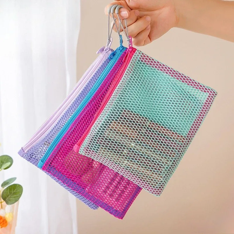 sac à cosmétiques de voyage en maille, sac de rangement de maquillage portable, sacs à main pour femmes, grande capacité, fermeture éclair, organisateur de maquillage, pochette de rangement