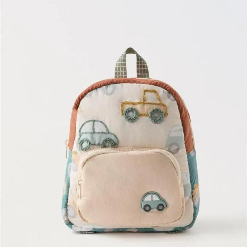 Nouveau Sac à Dos Unisexe Brodé Voiture Mignonne 2026 – Sac d'Étudiant Tendance Grande Capacité pour Voyage et Activités de Plein Air