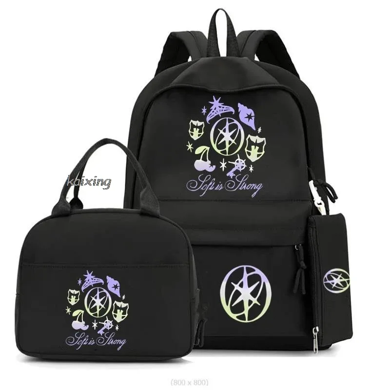 3 pièces/ensemble chaud katseye drôle impression sacs à dos fourre-tout et pochette grande capacité léger et respirant sac à dos extérieur