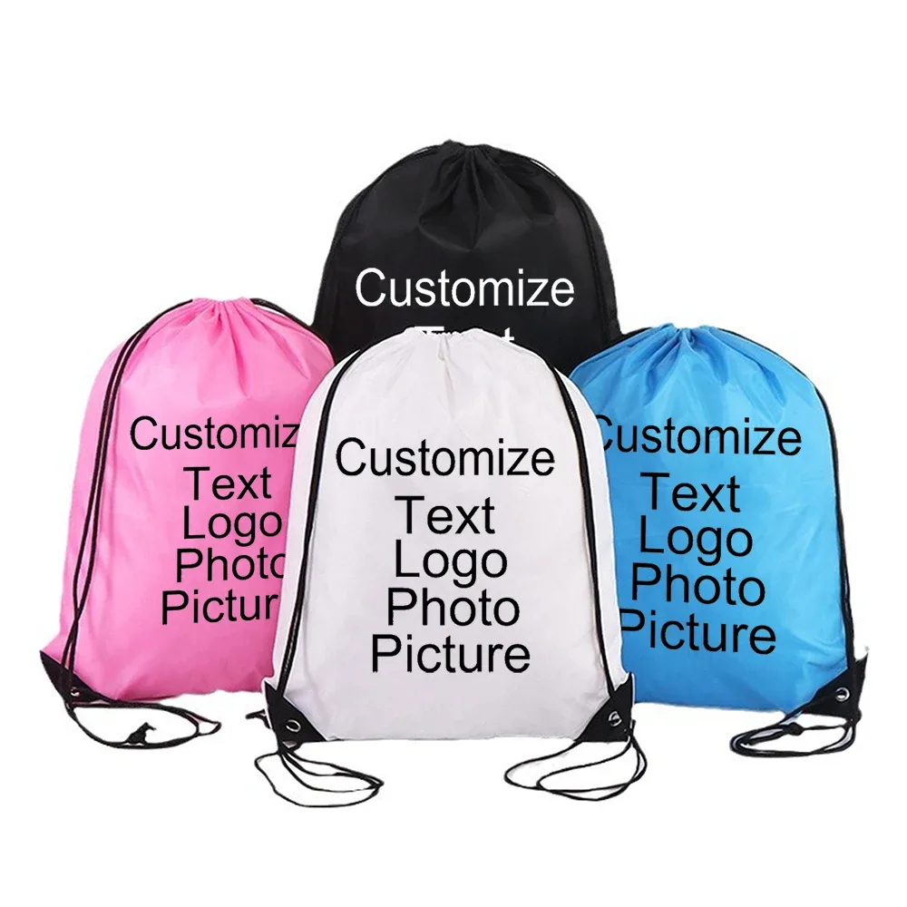 Sac à dos de cyclisme avec Logo/texte/nom personnalisé, sac à chaussures à cordon de serrage pour vêtements, ceinture étanche, sac de sport Portable en Nylon