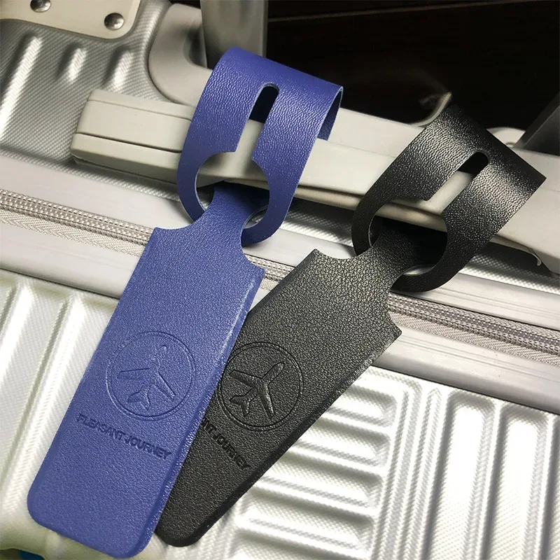 étiquette de valise en cuir pu, pendentif de sac à main, longue étiquette de bagage, étiquettes d'adresse d'identification de nom, accessoires de voyage de vacances de vol