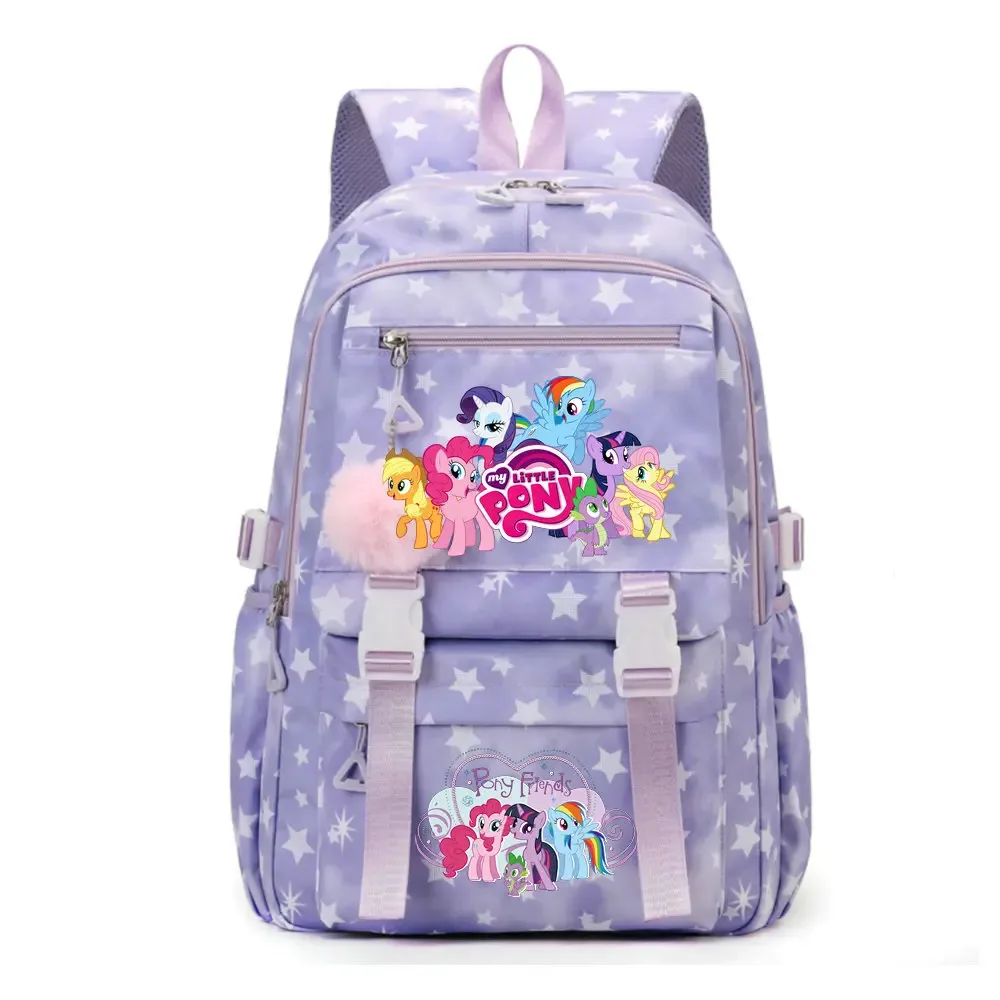 sac à dos d'étudiant imprimé my little pony, cartable de grande capacité pour adolescents, sac à dos de voyage pour ordinateur portable pour femmes