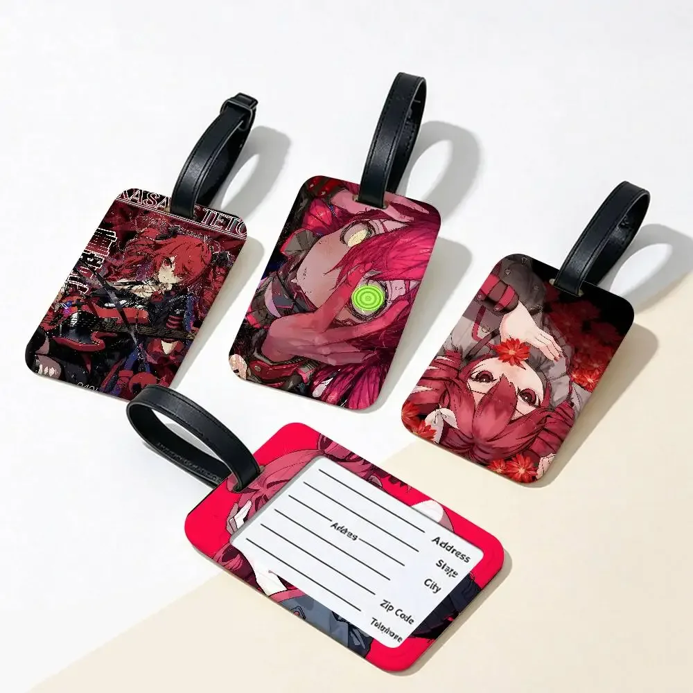 1 pièce Étiquette d'identification de bagage en PVC populaire du chanteur virtuel Kasane Teto, porte-carte d'information anti-perte, étiquette nominative pour valise de voyage