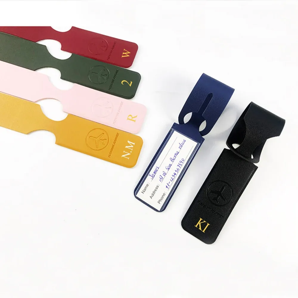 étiquette de bagage avec lettres personnalisées, petite adresse, avion, valise, identifiant, logo personnalisé, cadeau, accessoires de voyage