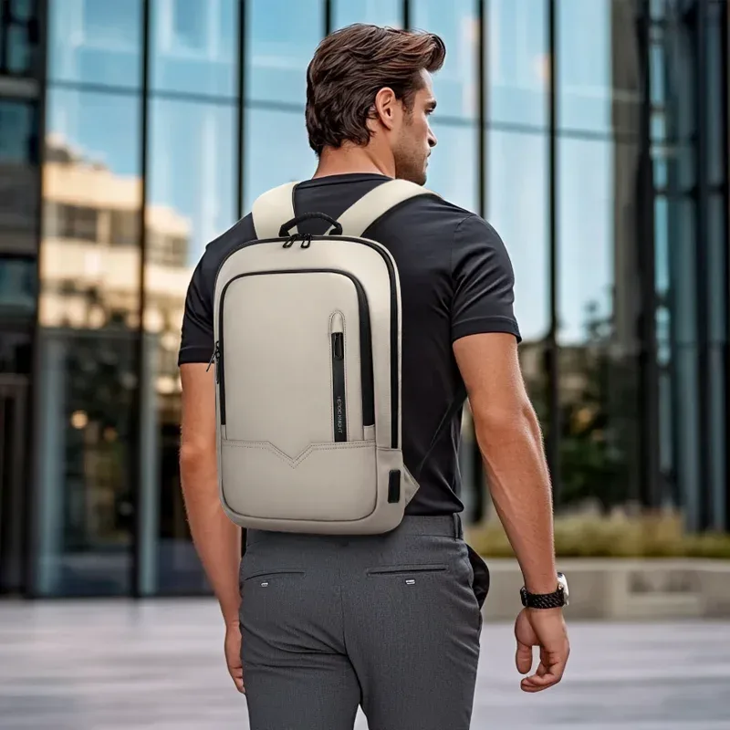hk – sac à dos de haute qualité pour ordinateur portable de 15.6 pouces, sac à dos de voyage léger en tissu oxford imperméable pour hommes d'affaires
