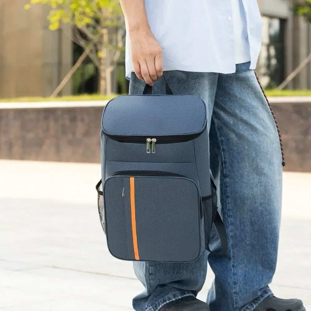 Sac à dos isotherme double épaule en Oxford, sac repas thermique portable, sac isotherme épais et tendance de grande capacité