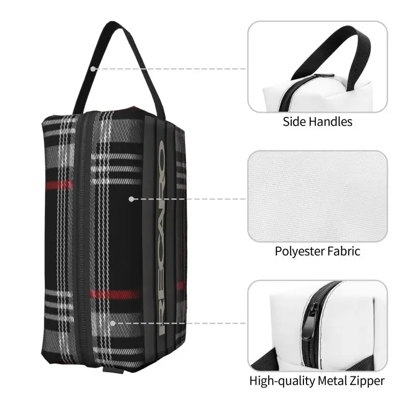 Sac de toilette de voyage personnalisé avec logo Recaros, grandes trousses de maquillage, sacs de rangement cosmétiques portables et lavables pour hommes et femmes, pour un usage quotidien
