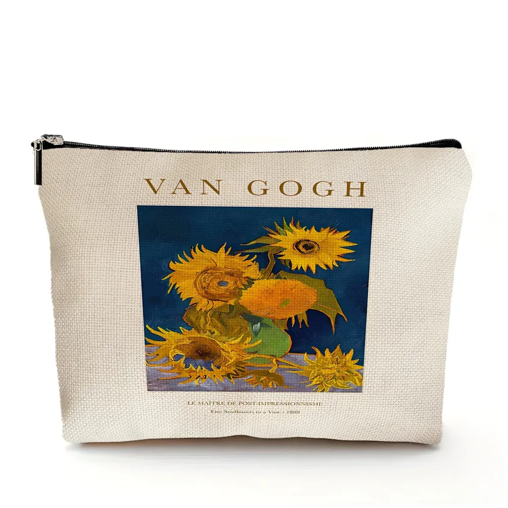 vincent van gogh femmes sac cosmétique nuit étoilée double impression dame sacs de maquillage de mariage fille voyage sac à main organisateur portefeuille