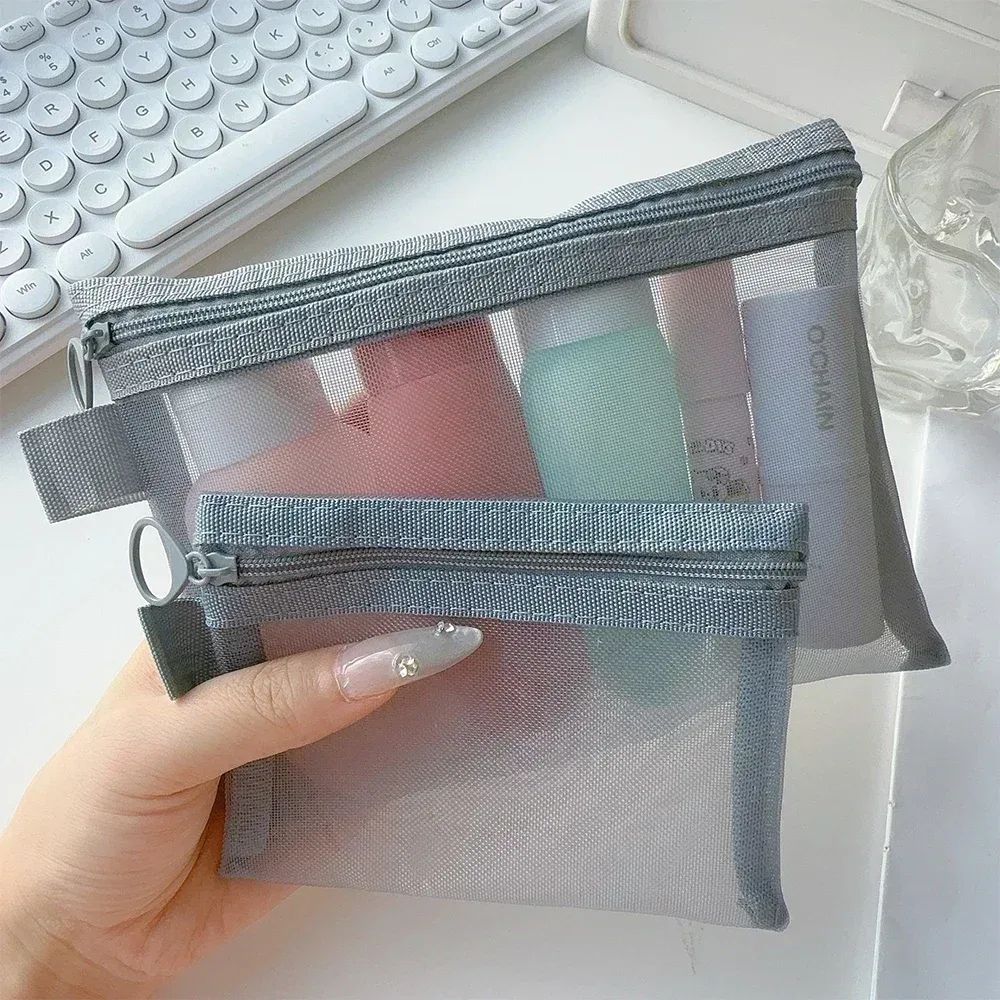 sacs à cosmétiques transparents en maille, 1/12 pièces, petit grand sac de maquillage noir, étui de rangement de toilette de voyage portable, pochette de rangement de rouge à lèvres