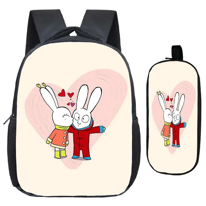 sac à dos simon super rabbit, trousse à crayons 2 pièces, sacs à dos décontractés pour garçons et filles, sac à dos personnalisé pour étudiants, sac de retour à l'école pour enfants, mochila