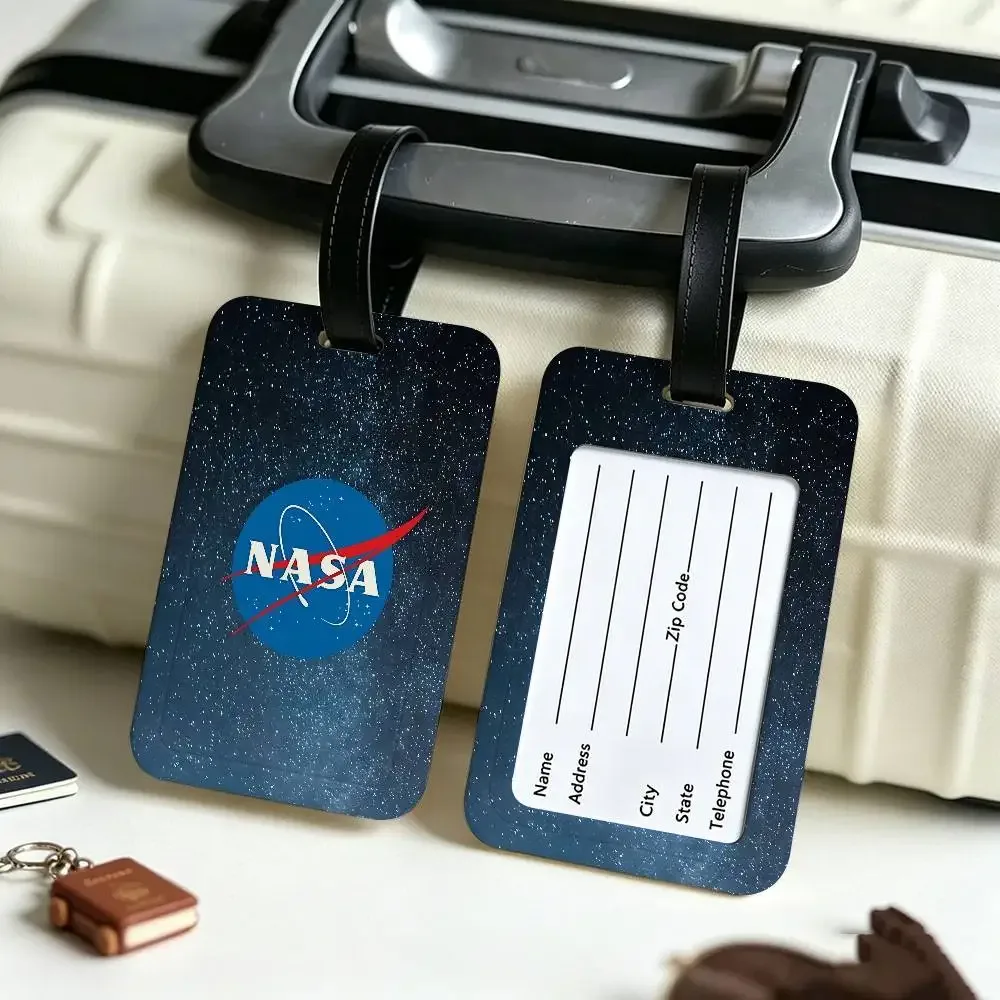 étiquette de bagage en pvc avec logo usa n-nasas, accessoire de voyage, design anti-perte, pochette détachable pour carte d'information