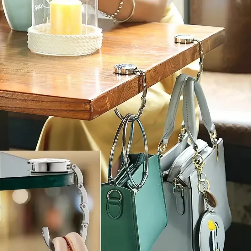 crochet de sac pliable personnalisé avec photo/logo, crochet de sac en métal personnalisé, durable et élégant, adapté aux sacs à main, portefeuilles, sacs à dos